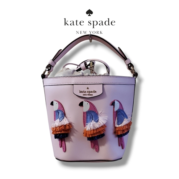 Kate Spade Pippa Flock Party Serendipity Pink Crossbody Bucket Bag WKRU6840 - Picture 9 of 11